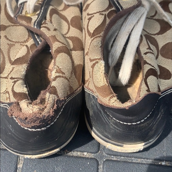 Brown and tan Coach sneakers - Picture 2 of 5